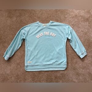Seas the Day Aqua Blue Terry Cloth Sweatshirt